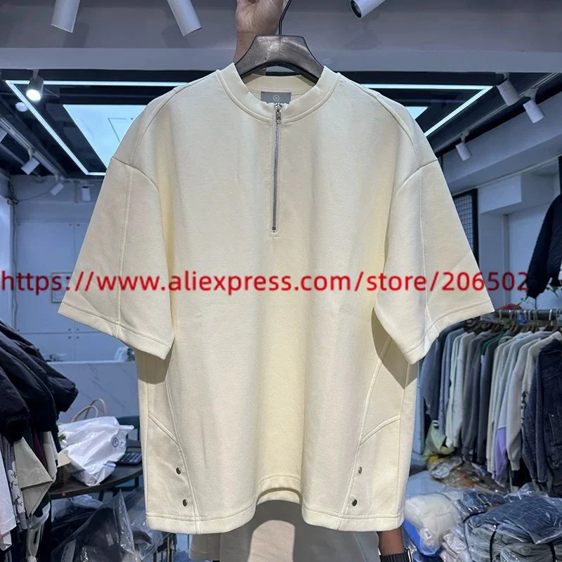 Half Zipper Oversized T-shirt Men Women Best Quality Top Tees T Shirt
