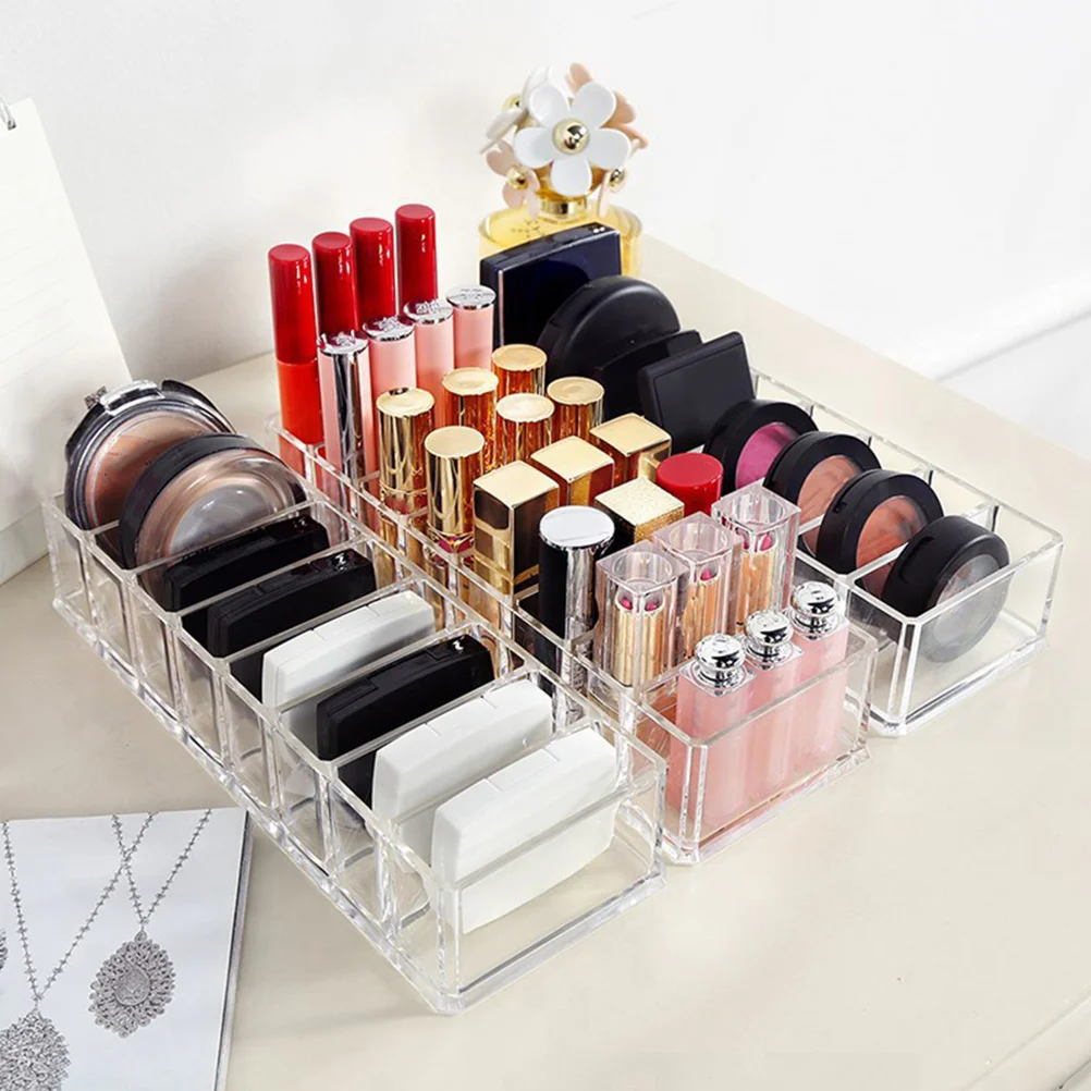 

3pcs Clear Organizer Box 8.8X6.7X3.5In Eyeshadow Storage Transparent Makeup Display Rack For Home Mall Counter