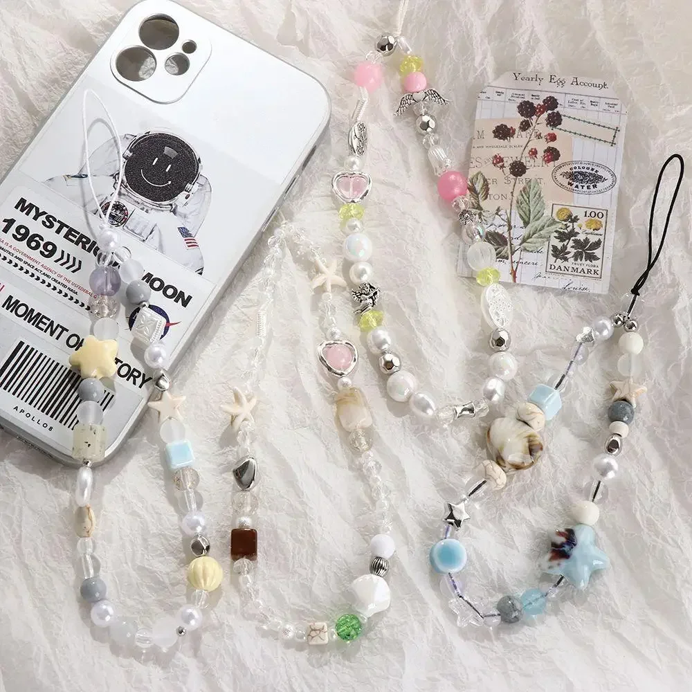 Creative Summer Phone Strap Handmade Hanging Cord Wrist Strap Women Girls Telephone Jewelry Gifts Phone Case Hanging Ornament