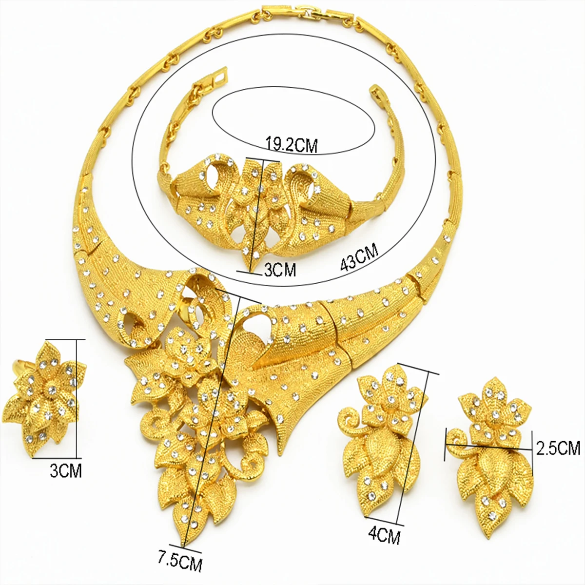 Set Perhiasan Warna Emas 24K A - Women Accessories Dubai ulasan dan harga
