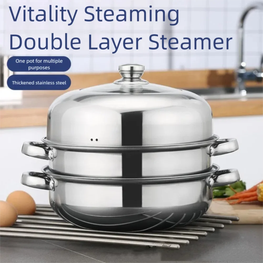 

Утолщенная многофункциональная пароварка из нержавеющей стали с крышкой, посуда, пароварка для супа, 28 см, кастрюля для булочки с рыбой на пару, индукционная газовая плита