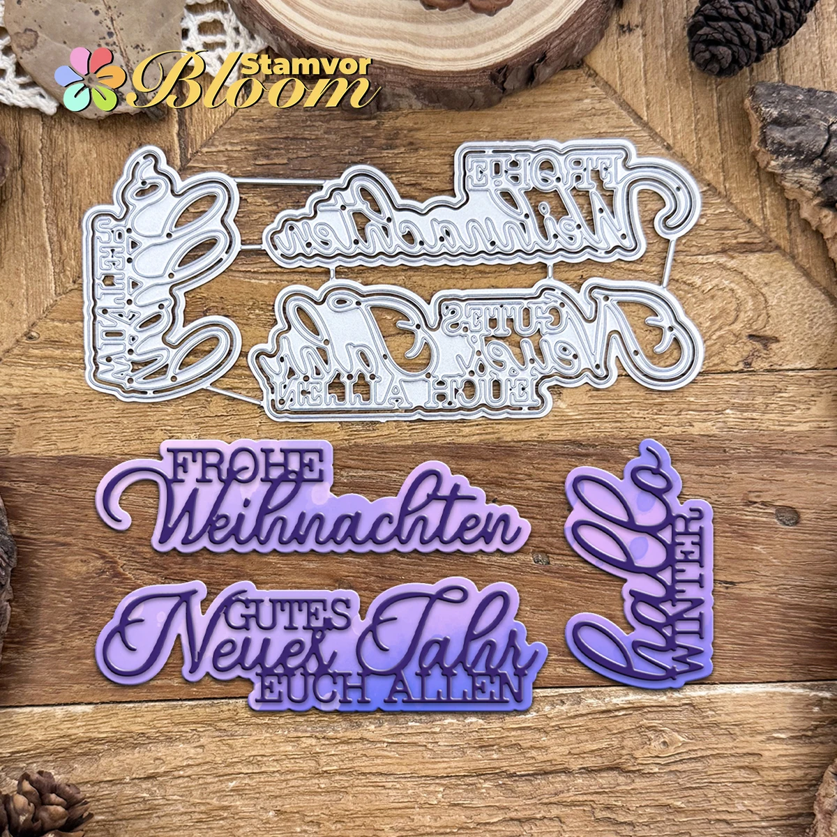 Original schöne Winter Weihnachten deutsche Titel Worte MERRY CHRISTMAS Metall-Stanzformen Scrapbooking dekorative Prägung