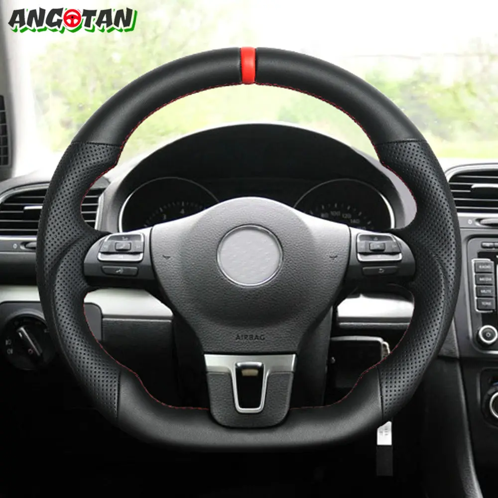 Car Steering Wheel Perforated Leather For Volkswagen VW Golf 6 GTI GTD R 2009-2013 Polo GTI Tiguan Passat R-Line Racing Wheel