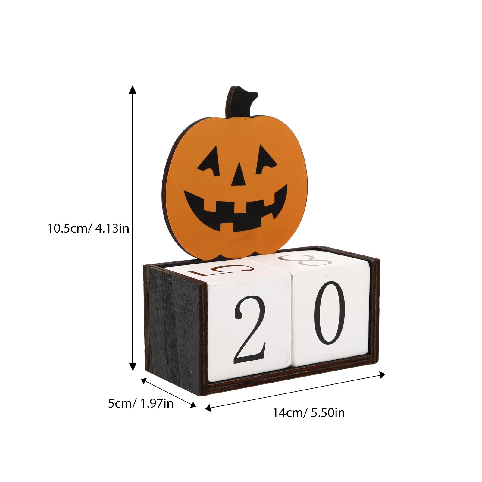 Wooden Desk Calendar Halloween Pumpkin Decorative Rustic Perpetual Manual Turning Calendar for Home Office Table Decor view 2