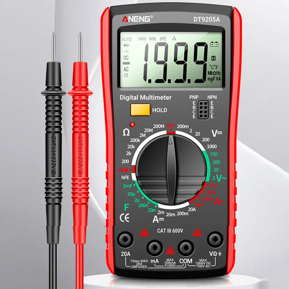 DT9205A Digital Multimeter Multi-function Anti-Burning Household Multimeter 1999 Hand Tools Power Tools Accessories