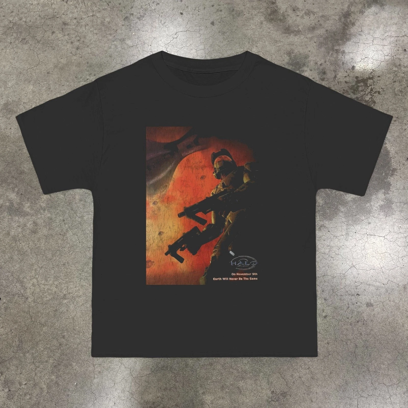 Halo 2 promotional video retro game unisex T-shirt/shirt loose fit Pure cotton all-season casual streetwear harajuku shirts