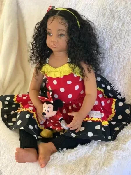 SINO-BB Customized 32''/80cm Reborn Baby Meili With Hand-Rooted Hair Already Finished Doll African Dark Skin Christmas GIft