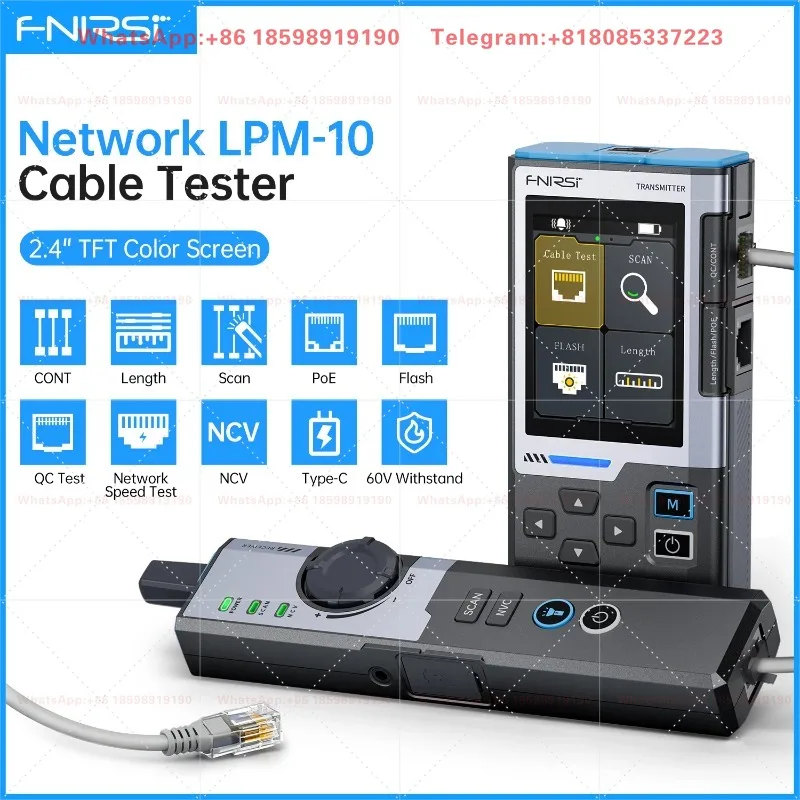 LPM-10A Network Cable Tester Multifunction Line Finder with RJ45 RJ11 Port Flashing and PoE Detection Network Repair Tool