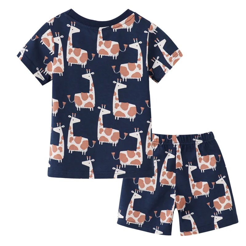 Jumping Meters New Arrival  Giraffe Baby Outfits Summer Short Sleeve Children\'s Clothing Sets Toddler Kids 2 Pcs Suits Outfits