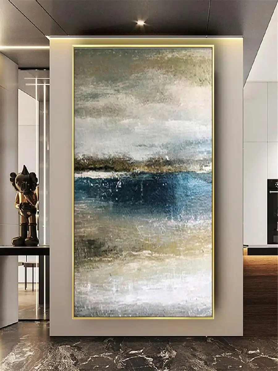 HandPainted Abstract Oil Painting on Canvas  Modern Landscape Wall Art for Living Room  Entrance Decor