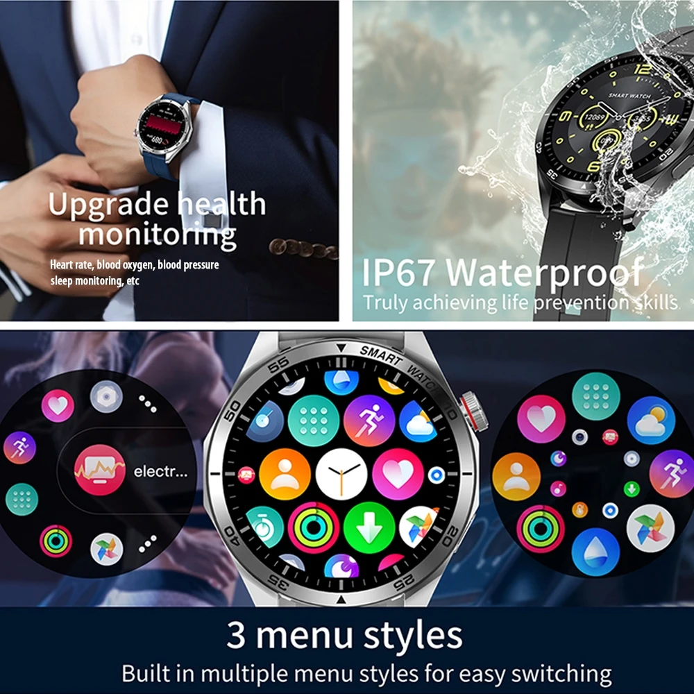 Для Android IOS Smartwatch Men's Watch 4 Pro AMOLED HD экран Bluetooth Call ECG Health Monitoring Smartwatch 2024 New Men Watch