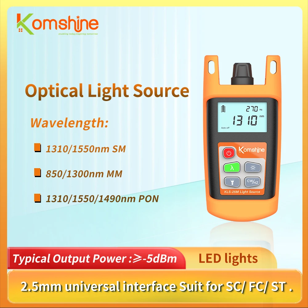 

KomShine Mini Optical Fiber Light Source OLS KLS-25 SM MM PON Type 850/1300/1310/1550/1490nm -5dB