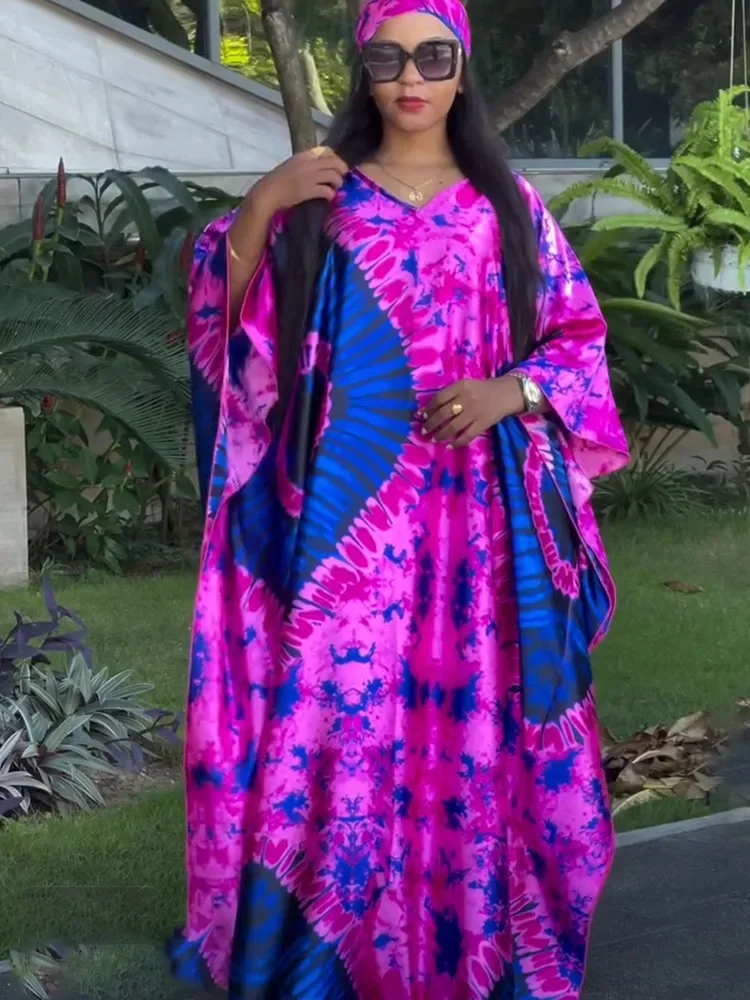 فستان أفريقي جديد لعام 2025 للنساء، قفطان رمضان بوبو مع وشاح، رداء أنقرة طويل داشيكي، بروكيد قطني