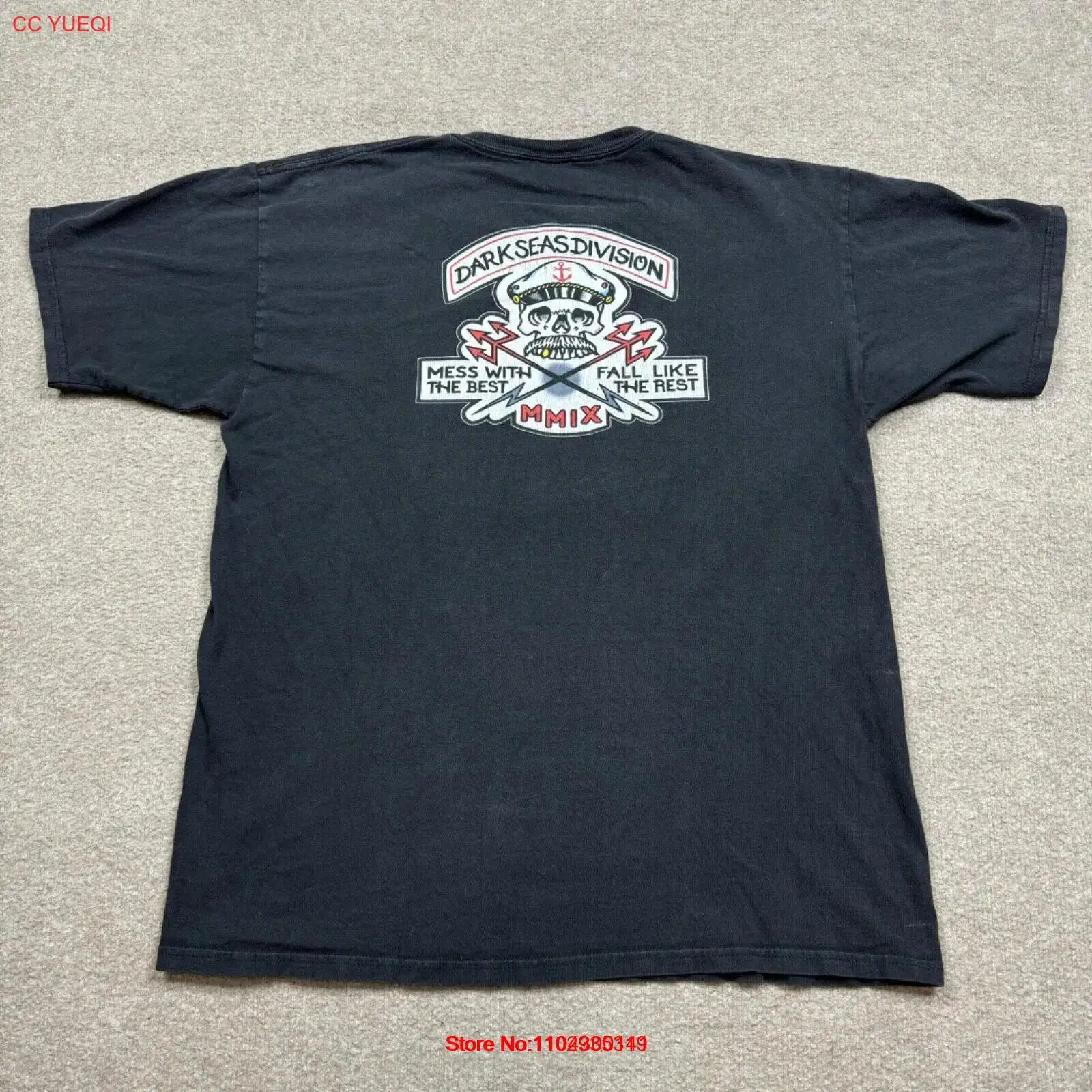 

DARK SEAS T Shirt Mens Size XL Black Short Sleeve Crew Neck Skull Logo Adults
