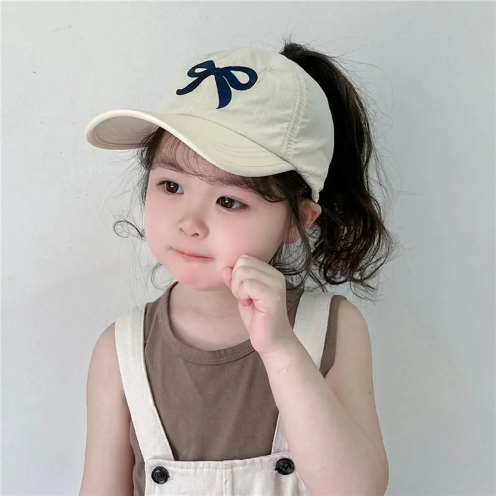 Girls Baseball Hat Girls' Anti-uv Baseball Hat with Bow Embroidery Ponytail Hole for Outdoor Activities School Outings Bow