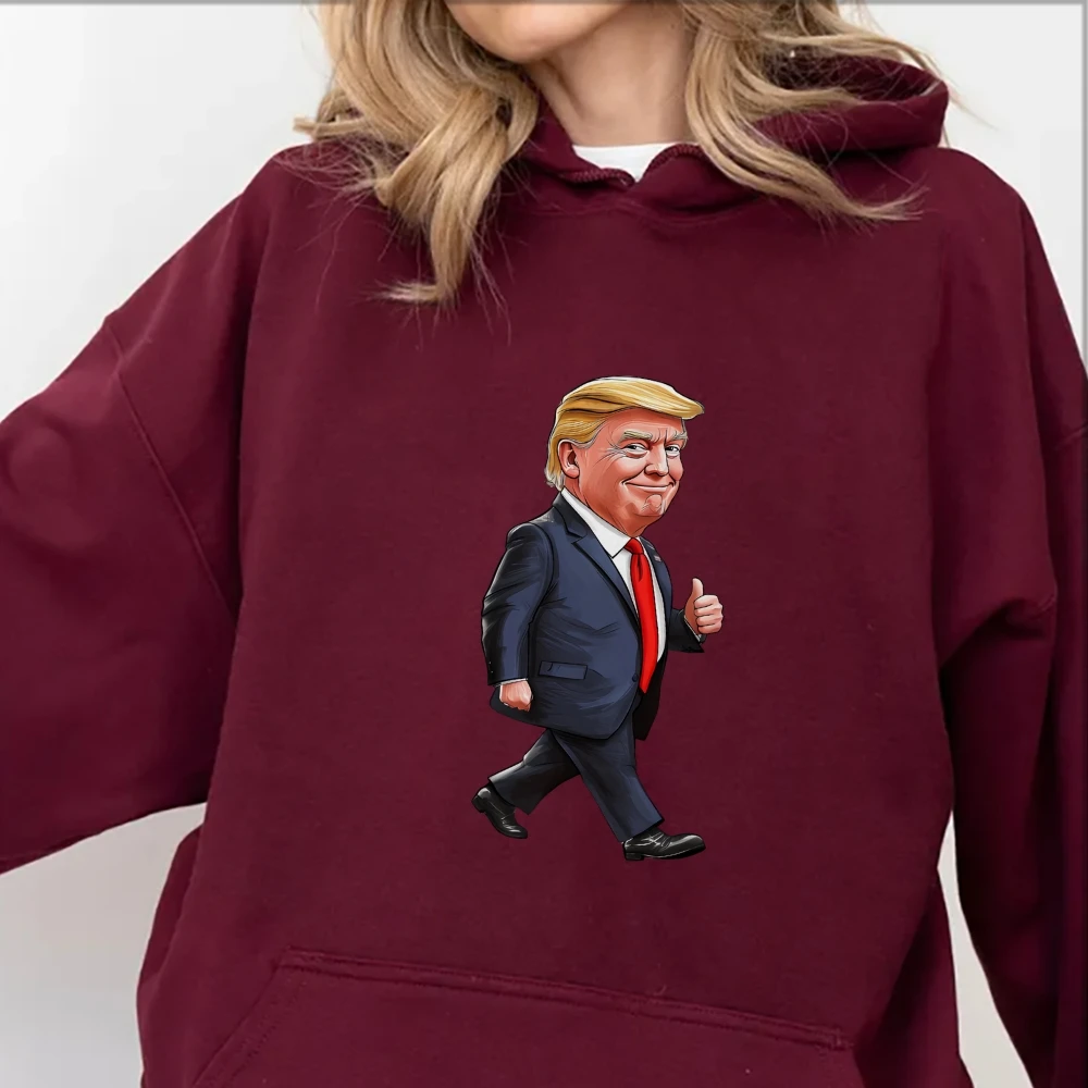 Cotton Casual Sweatshirt 2024 Trump Returns Graphic Hoodie Autumn Warm Loose Long Sleeve Sweater Unisex