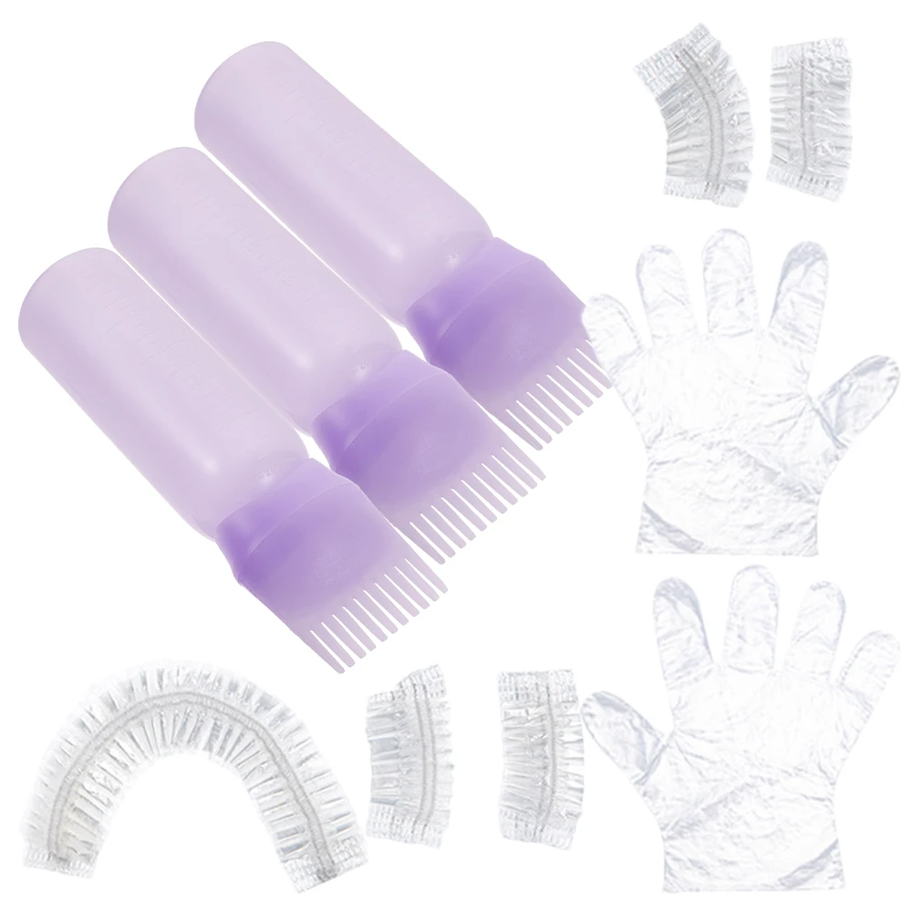 

Salon Hair Gloves Dye Comb Applicator Coloring Tools Kit Purple Plastic