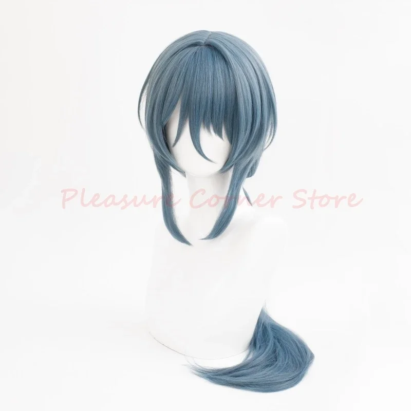 شعر مستعار تنكري اصطناعي مقاوم للحرارة الطبيعية ، لعبة هونكاي ستار السكك الحديدية ، محاكاة فروة الرأس ، الأزرق والرني