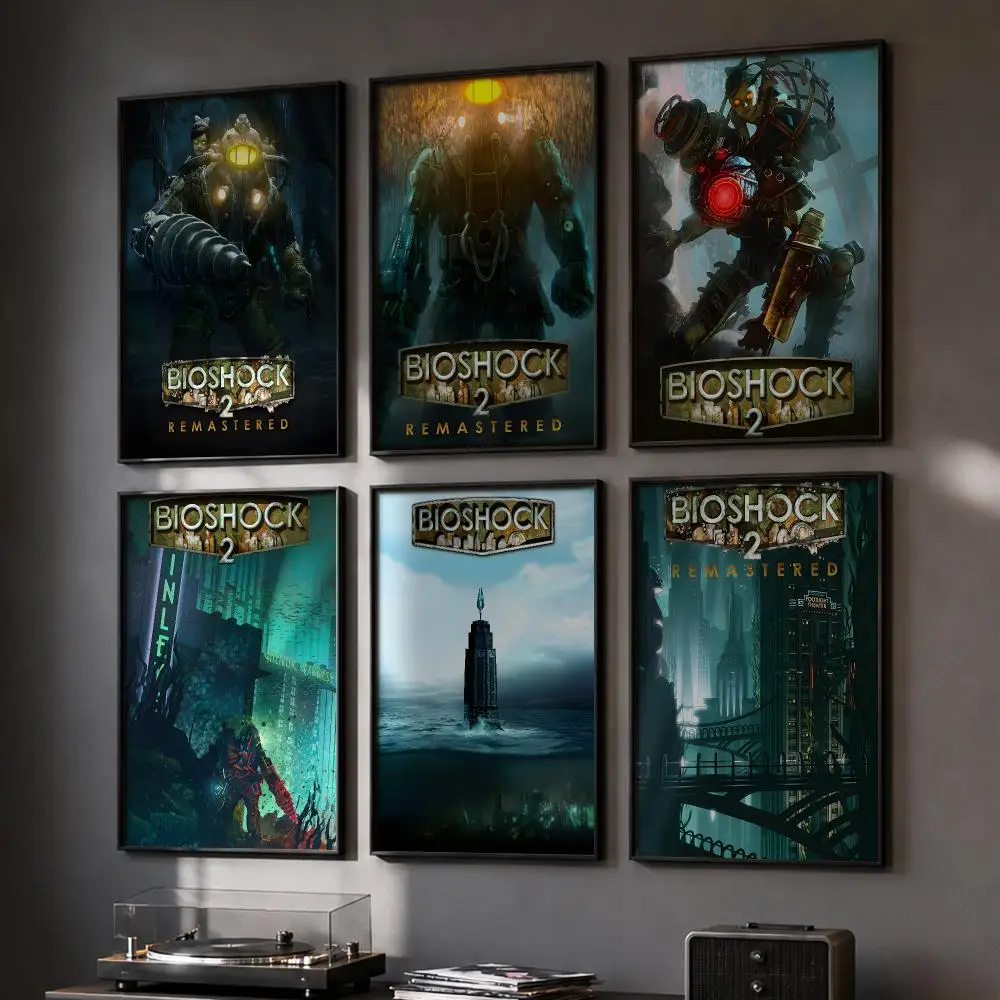 B-Bioshock Spiel Cooles Poster HD Wandaufkleber für Zuhause, Flur, Wohnzimmer, Schlafzimmer, Bar, Büro, Dekor, Kunstdrucke