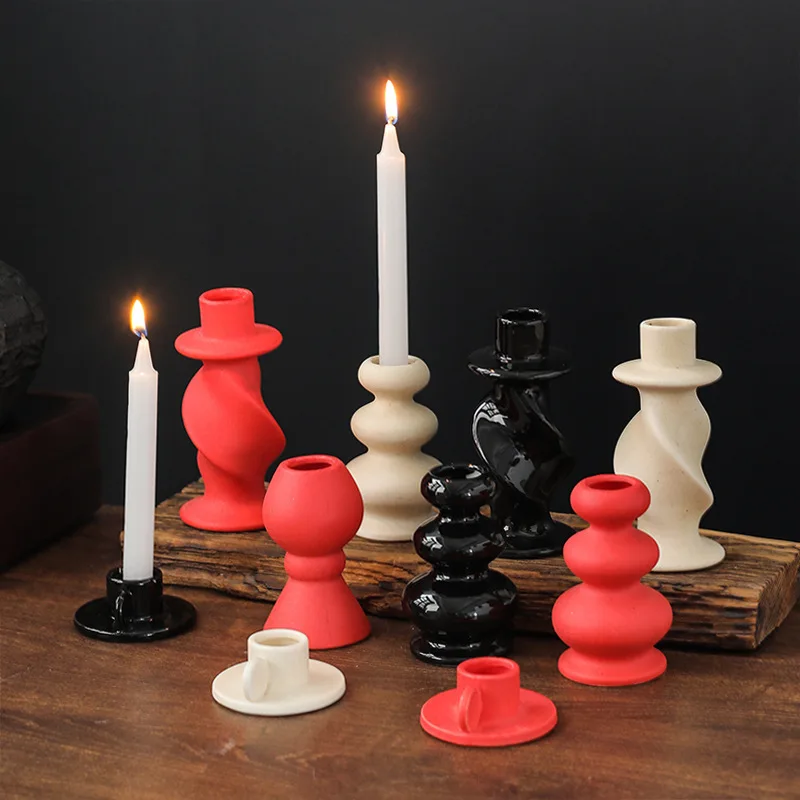 Ceramic Candle Holder Geometric Abstraction Candelabrum Candlestick Small Cup Shape Wedding Centerpieces Home Decoration
