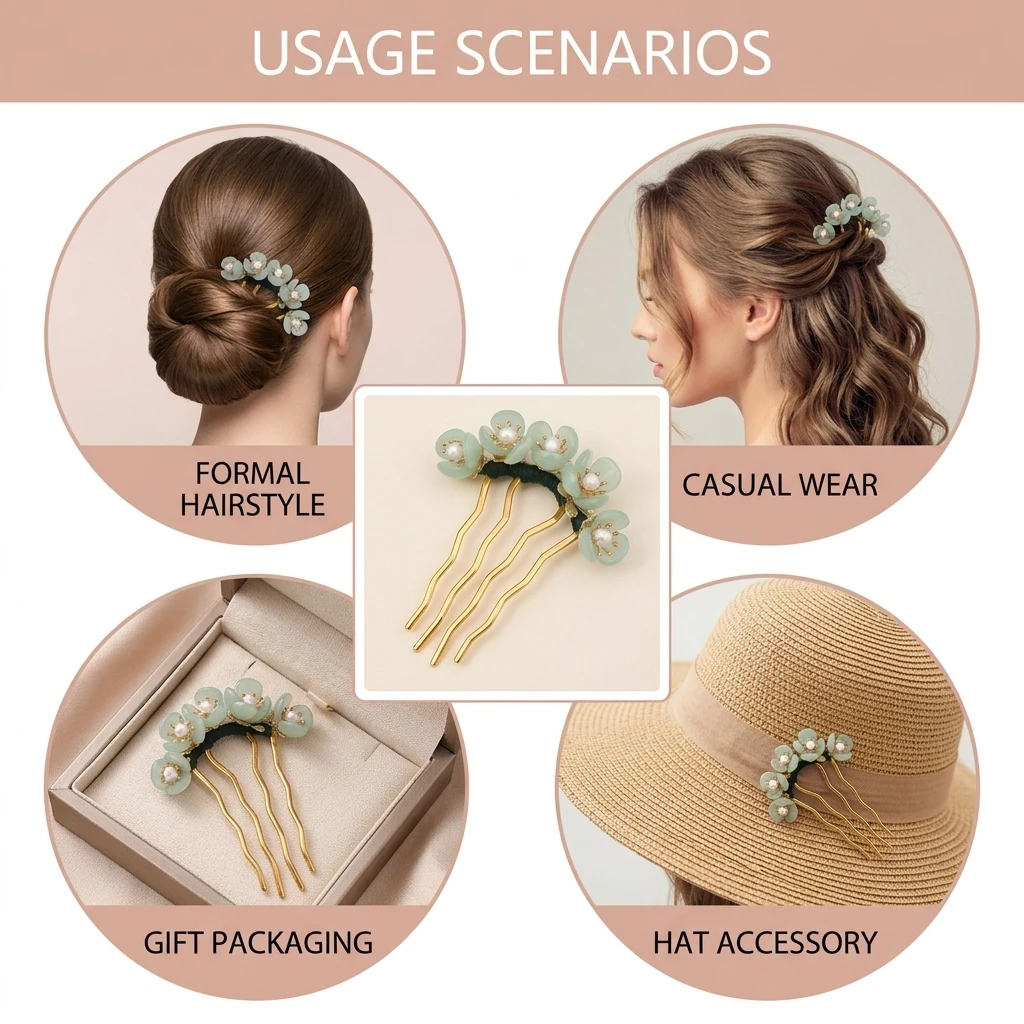 Hairpin Braided Pearl Hair Stick Anti-Slip U-Shaped Pin for Hanfu Traditional Chinese Costume Accessories Elegant Jewelry