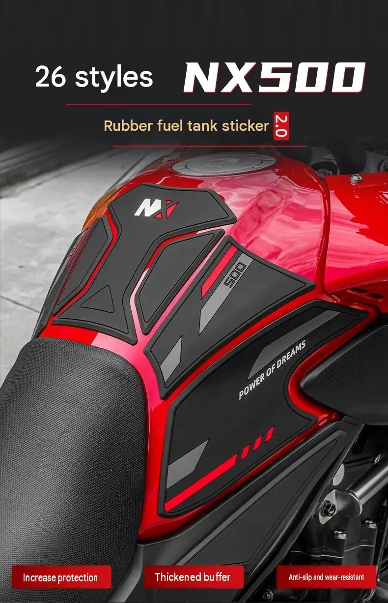 For Honda NX500/NX400 Rubber Fuel Tank Sticker Full Set Anti‑Slip 3mm Thick Paint Protection Decal Mod Accessories