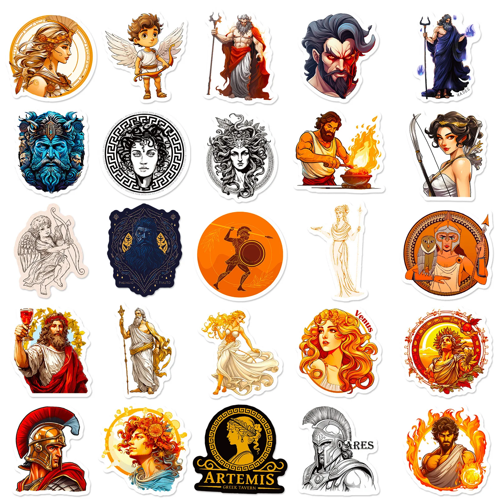 10/50/100PCS Cool Ancient Greek Mythology Cartoon Stickers Vinyl DIY Laptop Scrapbook Bottle Fridge Phone Graffiti Toy Sticker