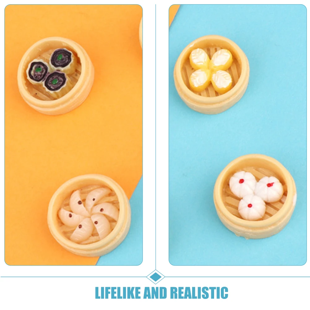 

12 Pcs Simulated Steamer Ornaments Food Mini Toy Dollhouse Miniature Miniture Resin