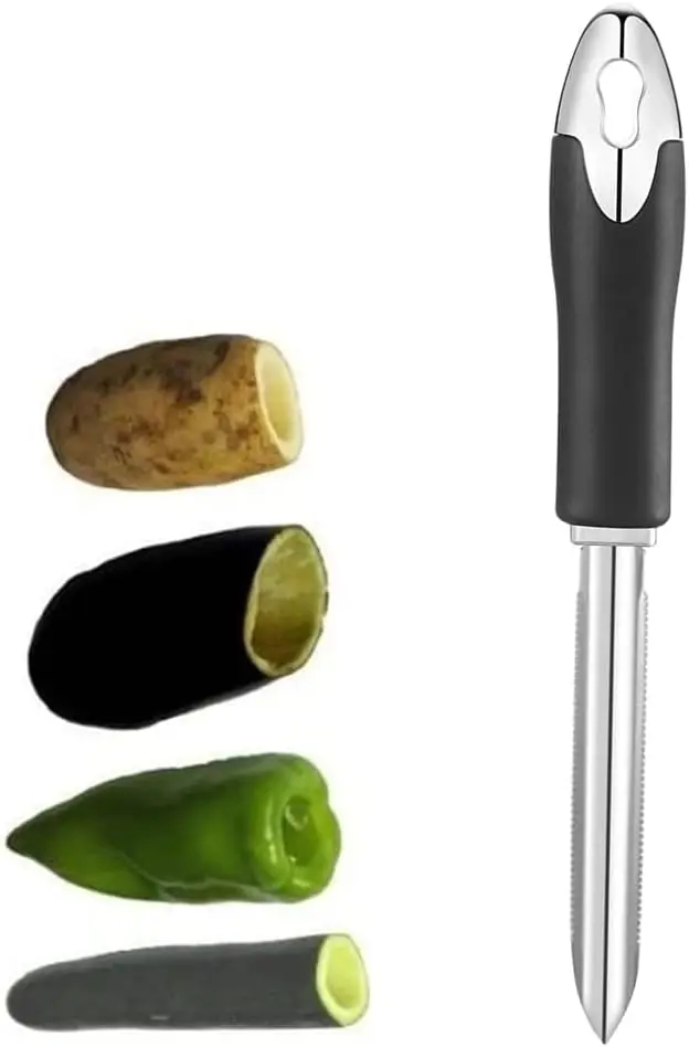 Descorazonador de chiles jalapeños de acero inoxidable con borde dentado - Elimina fácilmente los semillas de verduras y frutas