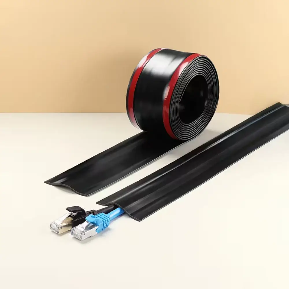 Safety Floor Cord Protector PVC Raceway Management Channel Flexible Wire Hider For Office Home Cable Safety Systems