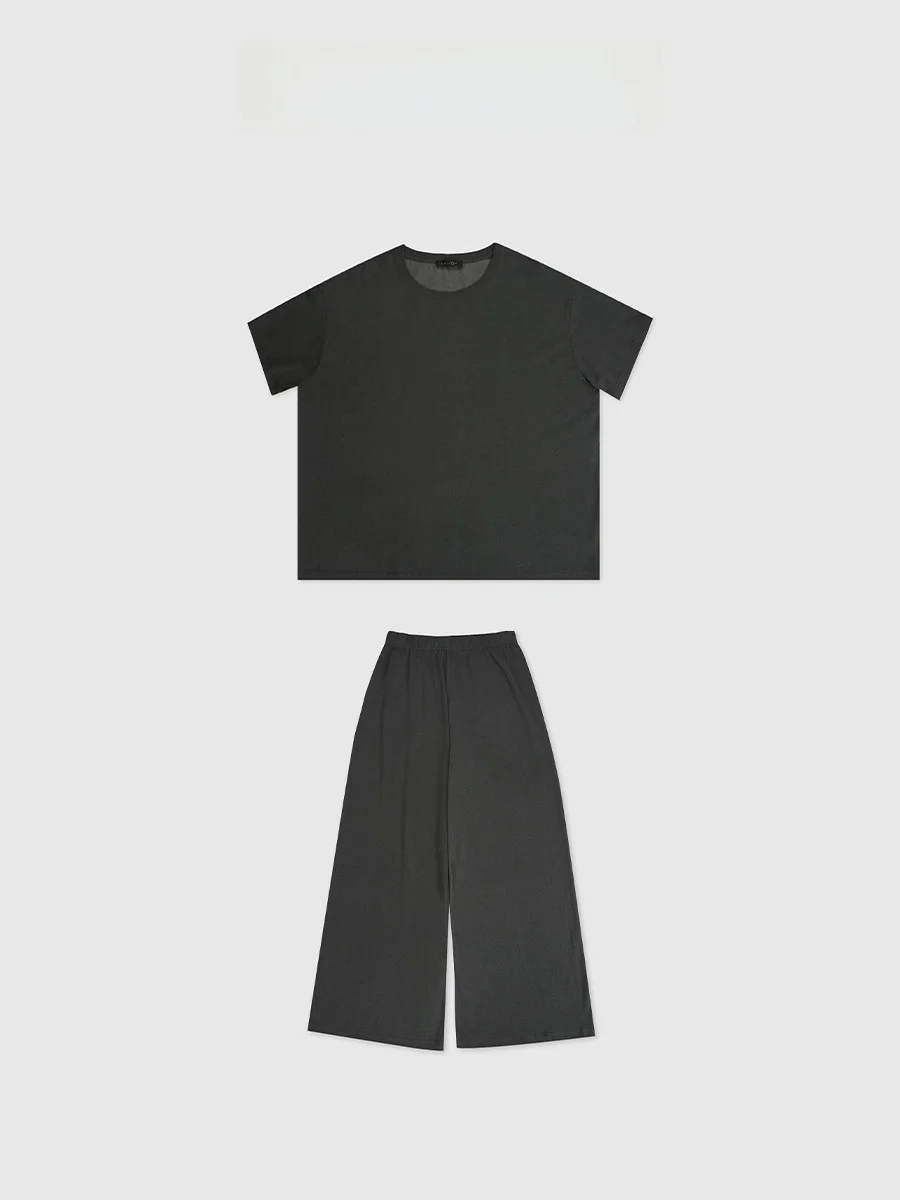 

BaAtOne Casual Lightweight Feel T-irt ort Sve round Ne Cotton Summer Spring Women's Faion Set Tree Series