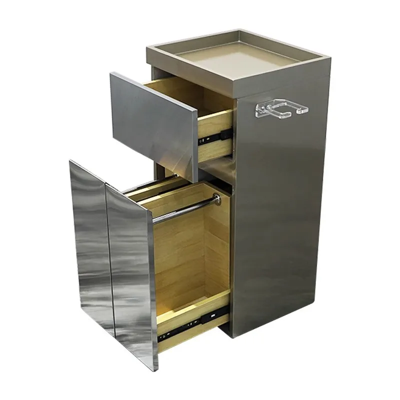 & High-end wooden hair salon locker modern minimalist design single-sided multi-layer drawer suitable for barber shop hotel