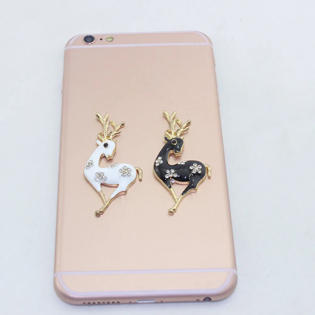 

3Pcs Delicate Christmas Deer Phone Cover Ornaments Easy to Attach Detach Durable Alloy Material Eyecatching DIY Gift Black