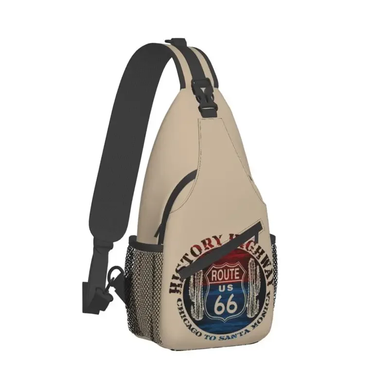 Fashion Route 66. America Road Vintage Trip Sling Crossbody Backpack Męska torba na ramię na klatkę piersiową do jazdy na rowerze kempingowym