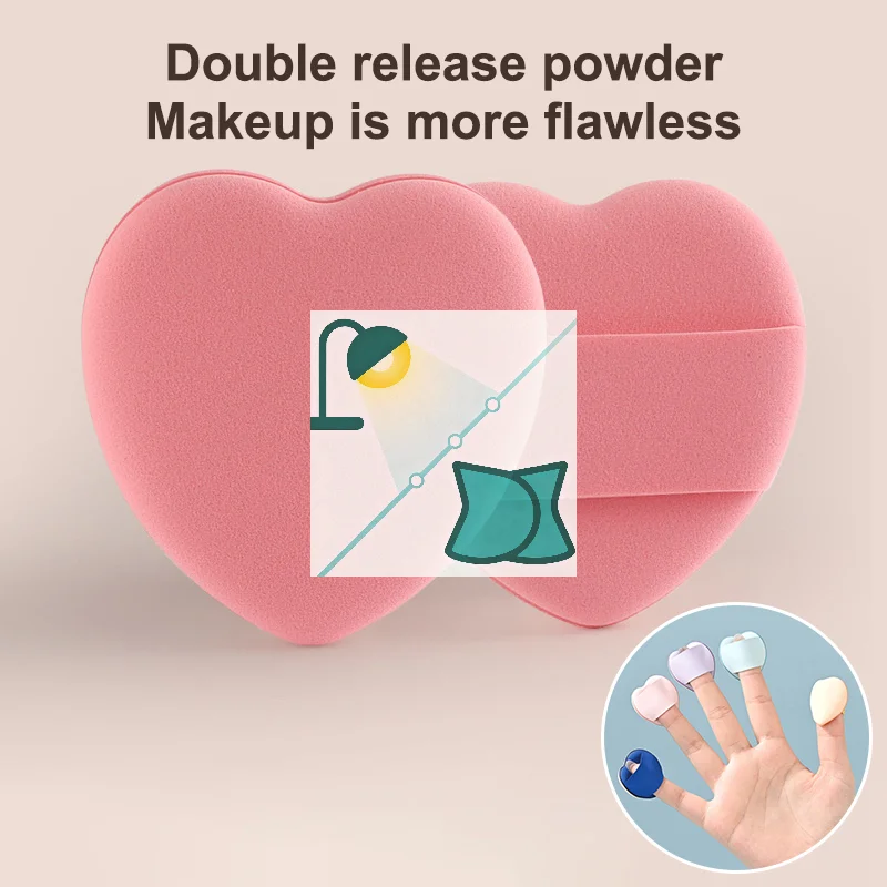 20개 미니 하트 모양 쿠션 에어 쿠션 파우더 퍼프 라텍스 프리 혼합 스펀지 및 화장 퍼프는 리퀴드 파운데이션에 사용됩니다