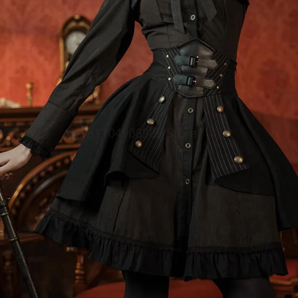 

Gothic Punk Skirt for Women Girls Corset High Waist Overskirt New Style Black Half-length Skirt Elegant Feminine Fashionable