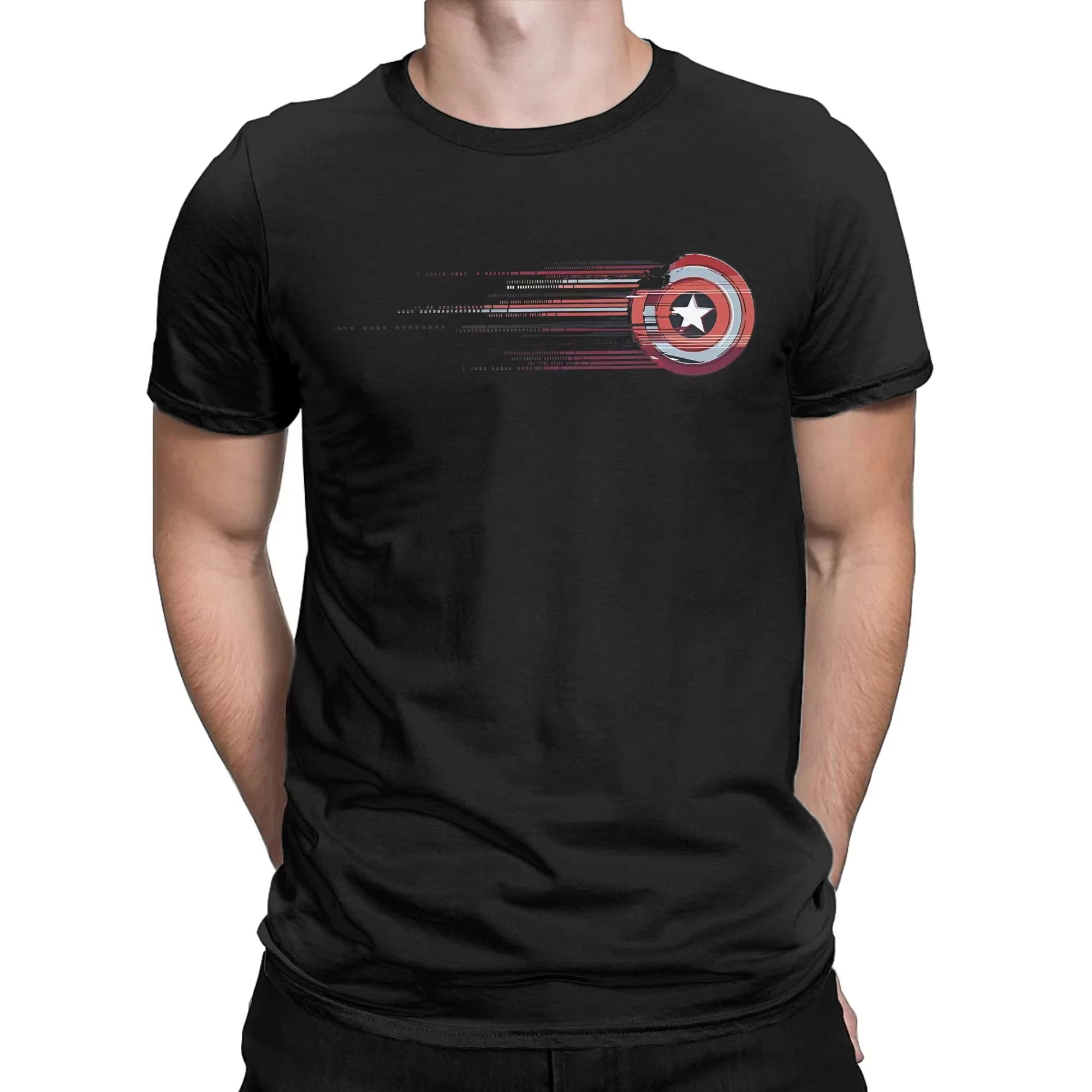 

Marvel Genuine Captain America Brave New World T-Shirt Unisex Shield Burr Stripe Novelty Cotton T-Shirt Short Sleeve Top
