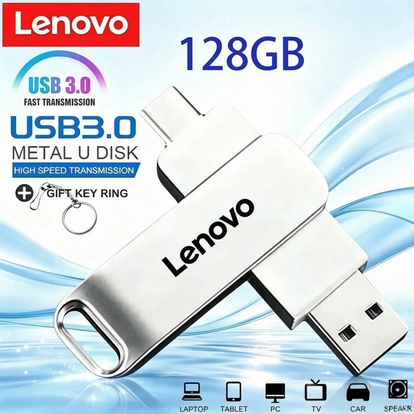 Lenovo USB3.2 USB-Stick 512GB OTG Pen Drive Hochgeschwindigkeits-Typ-C-Flash-Laufwerk Echte Kapazität Metall-Pendrive für Telefon und Computer