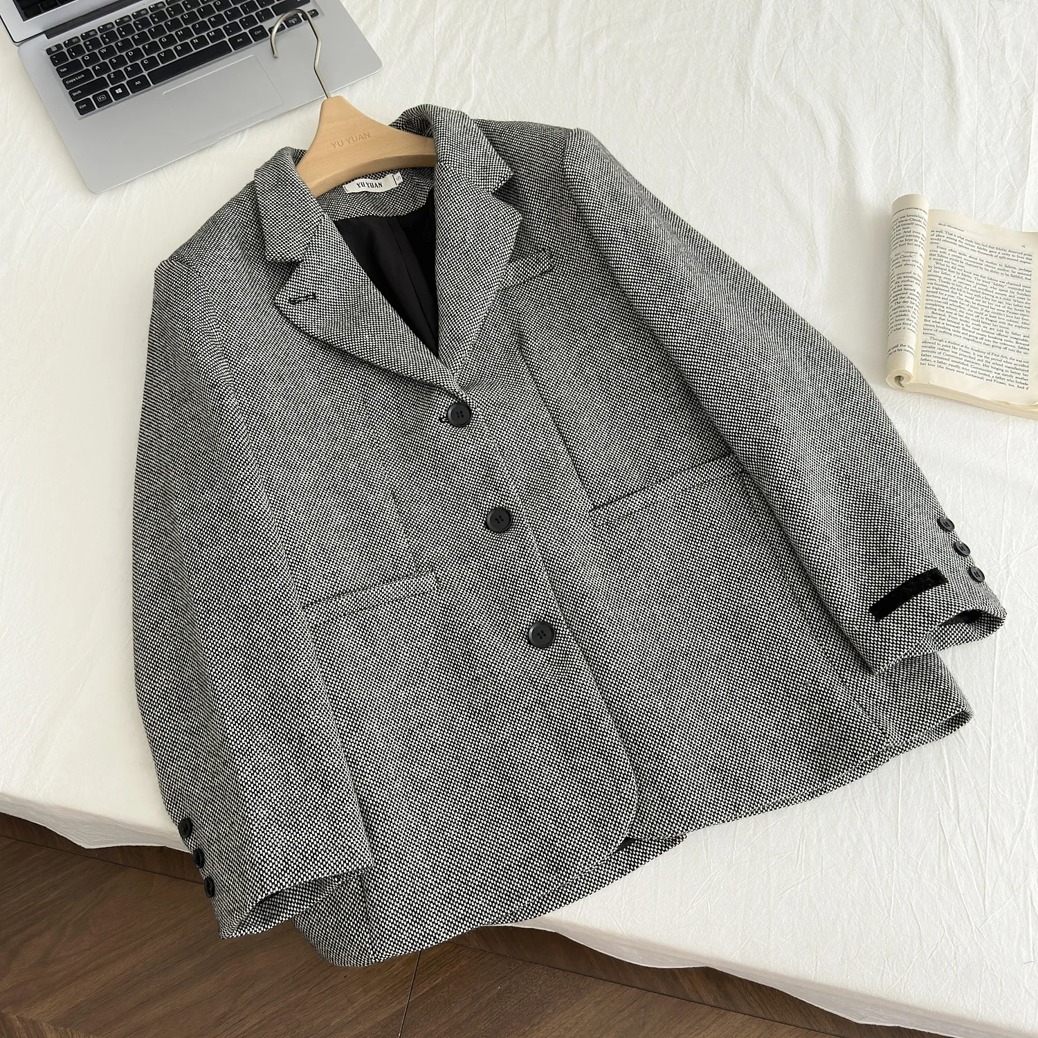 UNXX-Veste en laine trempée pour femme, blazer femme, manteau femme de bureau, haut de gamme, drapeau rétro, petit manteau décontracté, haute qualité, nouveau, automne