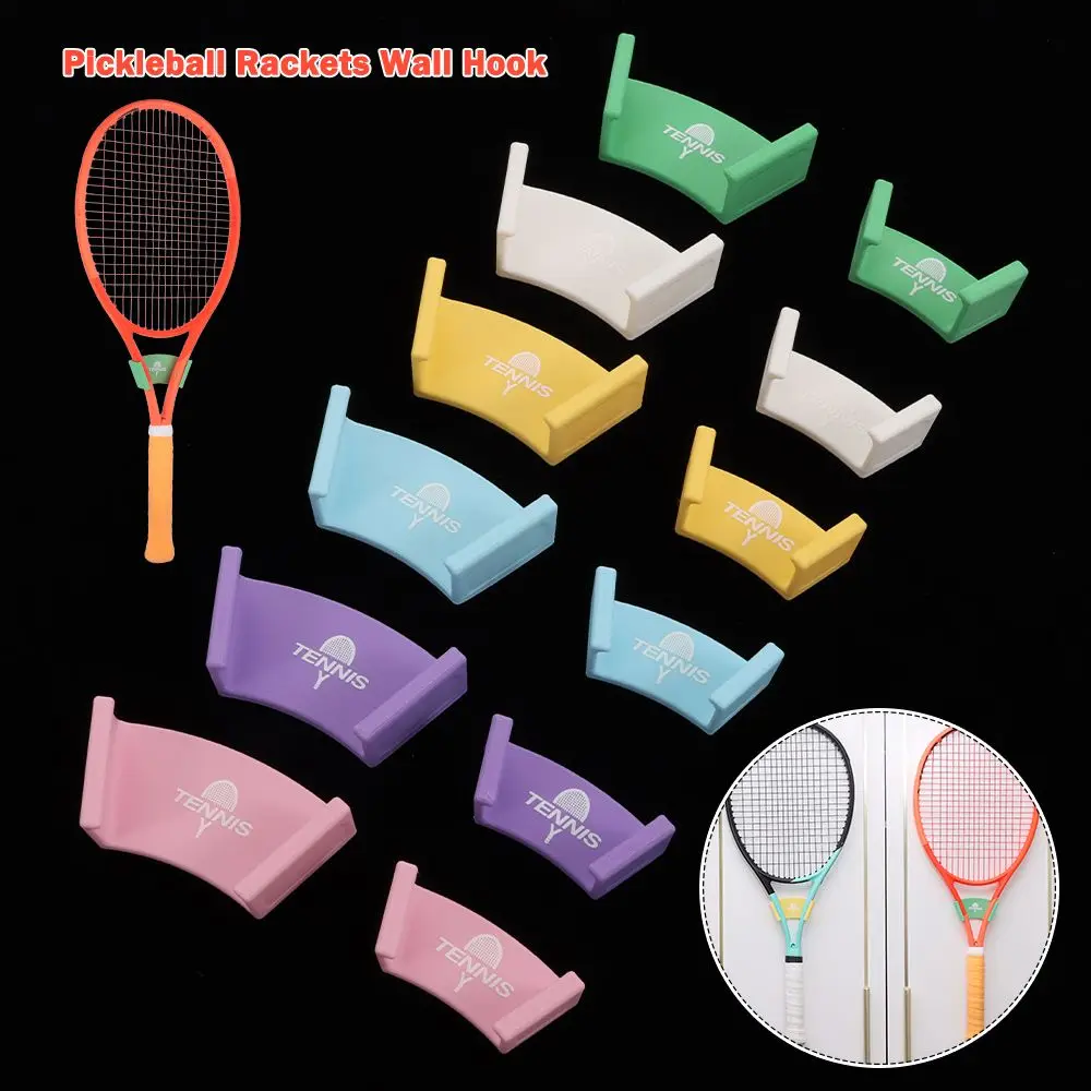 Wall Mounted Tennis Racket Wall Rack Plastic Self-adhesive Badminton Rackets Holder Punch-Free Durable