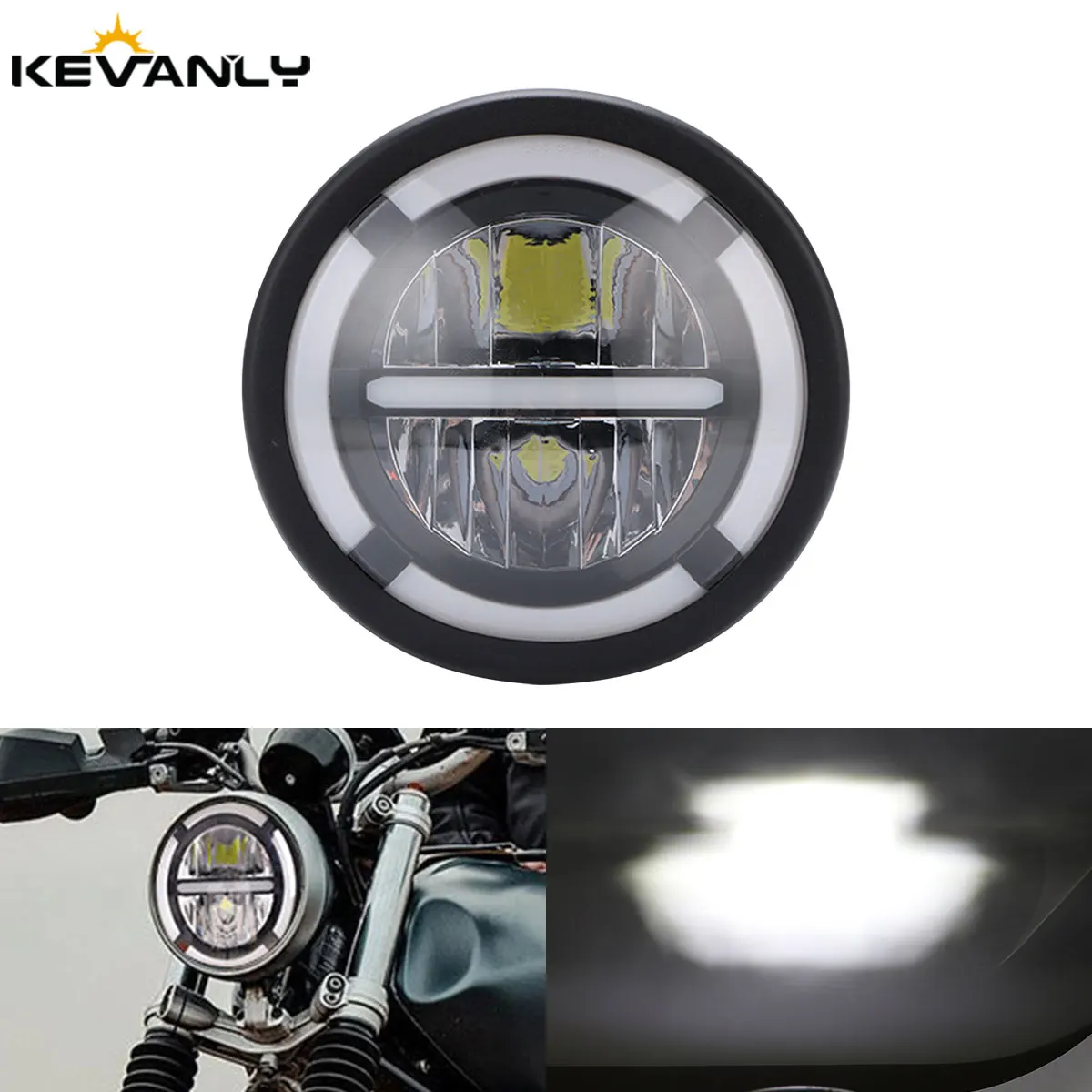 Universal 7 Inch Led Car Motorcycle Headlight DRL H4 Headlamp For Harley BMW Yamha Honda 7.5