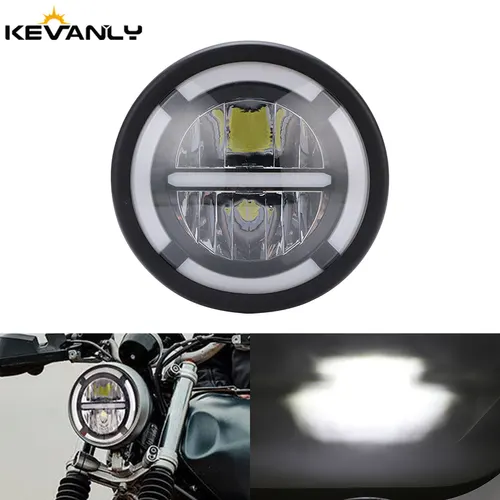 Faro Led Universal para motocicleta y coche, faro DRL H4 de 7 pulgadas para Harley, BMW, Yamha, Honda, soporte de faros de 7,5 "", cubo Retro