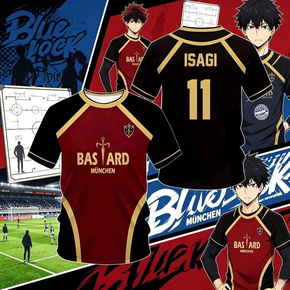 Anime Michael Kaiser Summer Shirt Isagi Cosplay Costumes Bastard Munchen Yukimiya Reo Ness Hiori Football Shirt 3D Printing