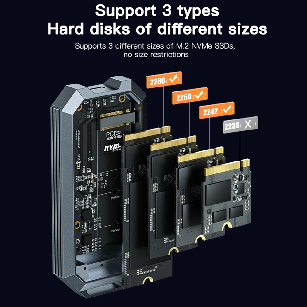Meetiger Thunderbolt USB4 M.2 SSD Case 40Gbps SSD Adaptador de alumínio M.2 NVMe Case compatível com USB4.0 Type-C Hard Disk Case
