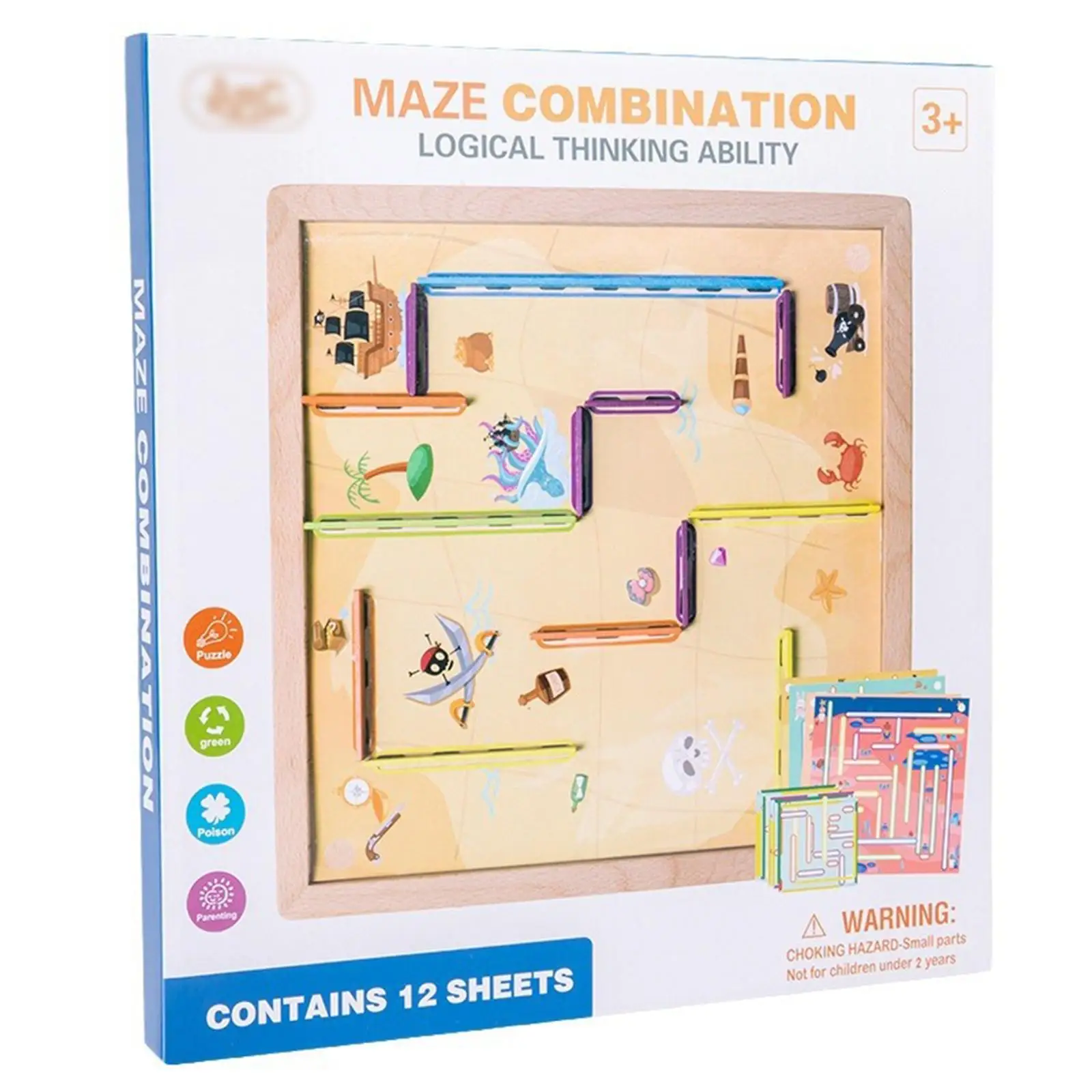 Jeu de labyrinthe en bois pour enfants d'âge alth, jeu de logique, activité de table pour filles et garçons