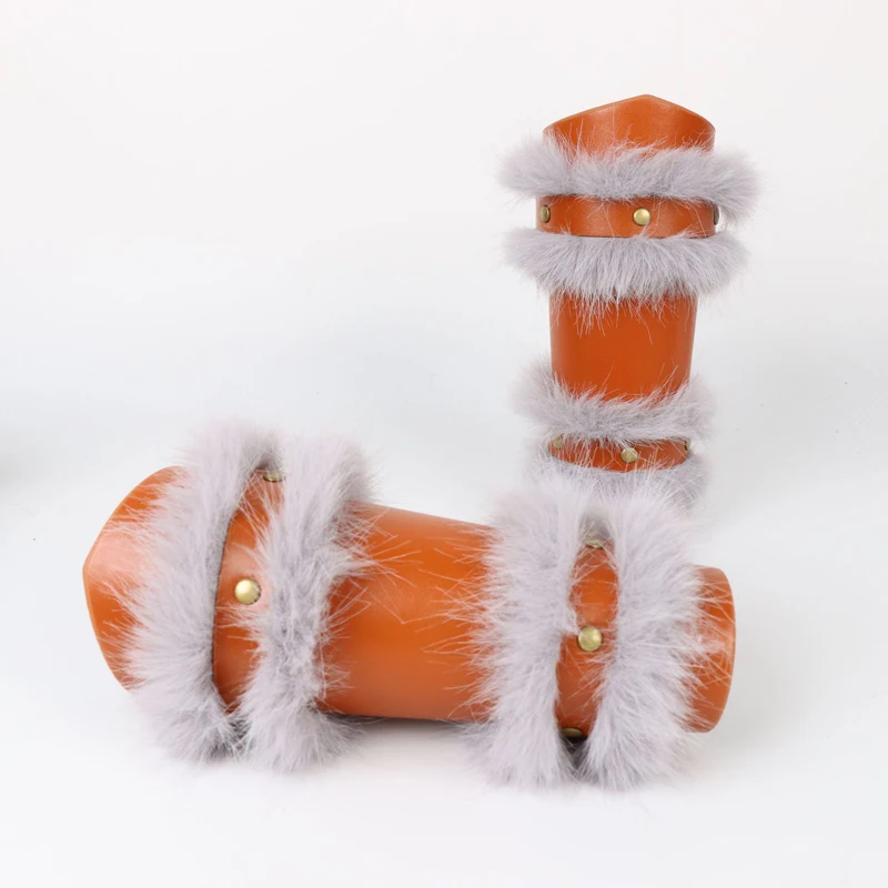 1 stks Middeleeuwse Steampunk Bont Polsband PU Lederen Arm Armor Guards Viking Ridder Handschoen Bracers Renaissance Cosplay Props