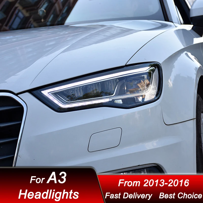 Lampu depan mobil untuk Audi A3 2013-2016 ke S3 RS3 gaya rakitan lampu depan LED Upgrade Aksesori lensa proyektor konfigurasi tinggi