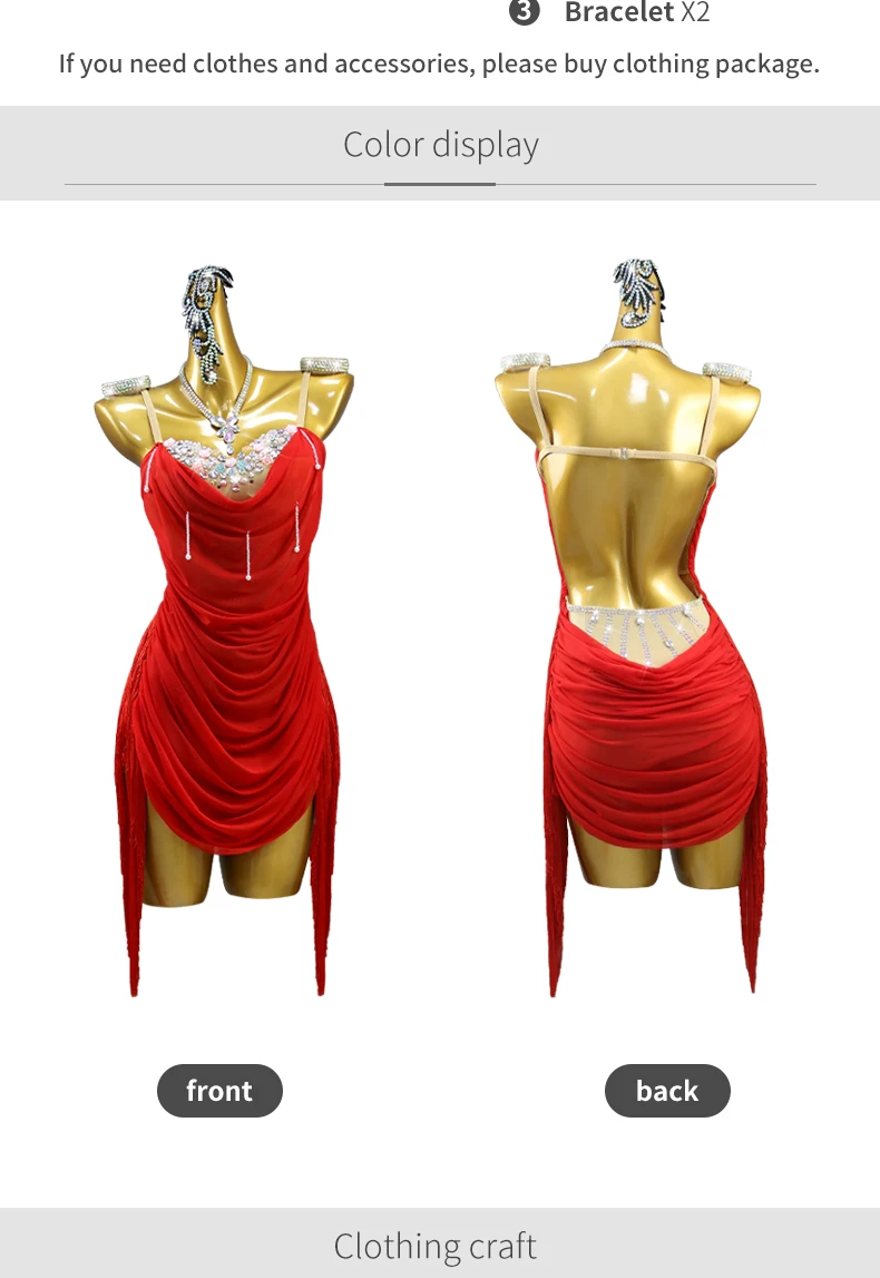 2026 Lateinamerikanisches Tanzkleid, Trainingskleidung, Damen, amerikanischer Rock, Bühnenkostüm für Tanzveranstaltungen und Wettbewerbe, Fransenanzug, sexy Mädchen, Bühnenkabarett – Detail 5