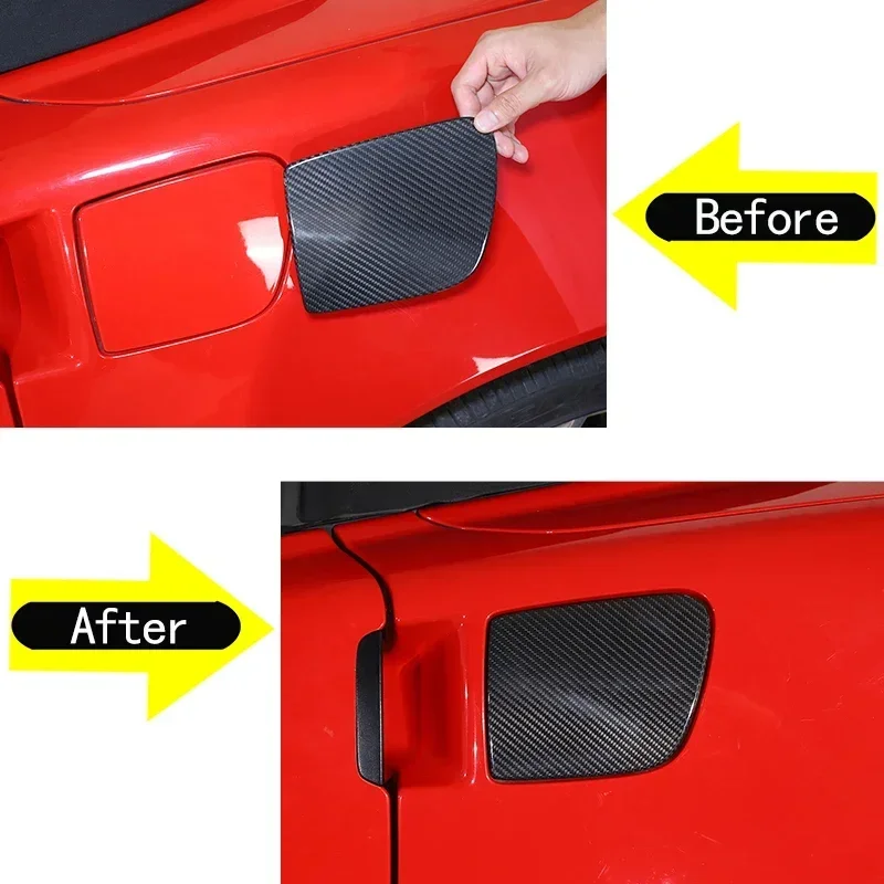 

1Pcs Real Carbon Fiber For Chevrolet Corvette C6 2005-2013 Car Fuel Tank Cap Decoration Sticker Car Protection Accessories