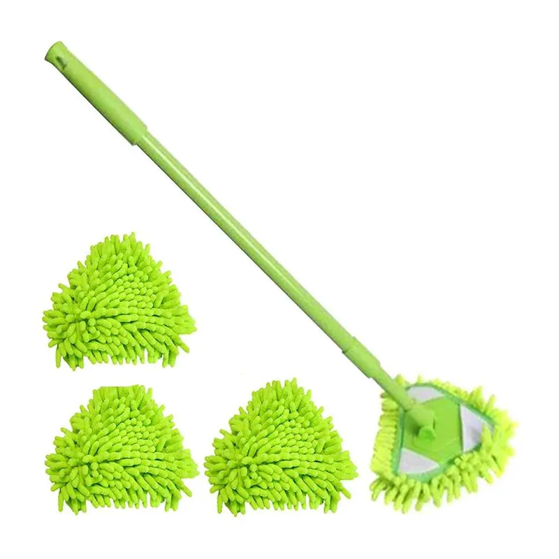 

180 Degree Rotatable Adjustable Triangle Cleaning Mop with 3 Reusable Mop Heads - Wet and Dry Cleaning Tools